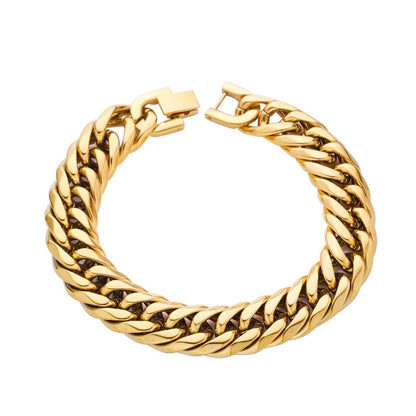 Hip-Hop Punk Geometric 304 Stainless Steel Cuban Link Chain Curb Chain Bracelets In Bulk