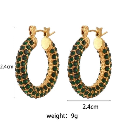 1 Pair Fashion Geometric Plating 304 Stainless Steel Zircon 18K Gold Plated Earrings