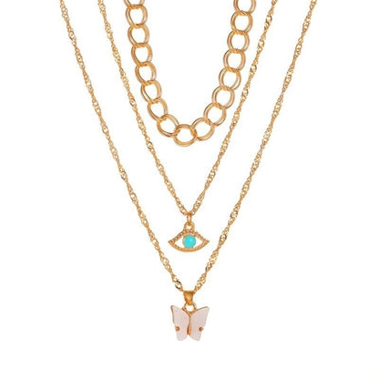 Casual Lady Star Moon Butterfly Alloy Metal Brass Plating Inlay Rhinestones Pearl Zircon 18k Gold Plated Gold Plated Silver Plated Layered Necklaces Long Necklace Necklace