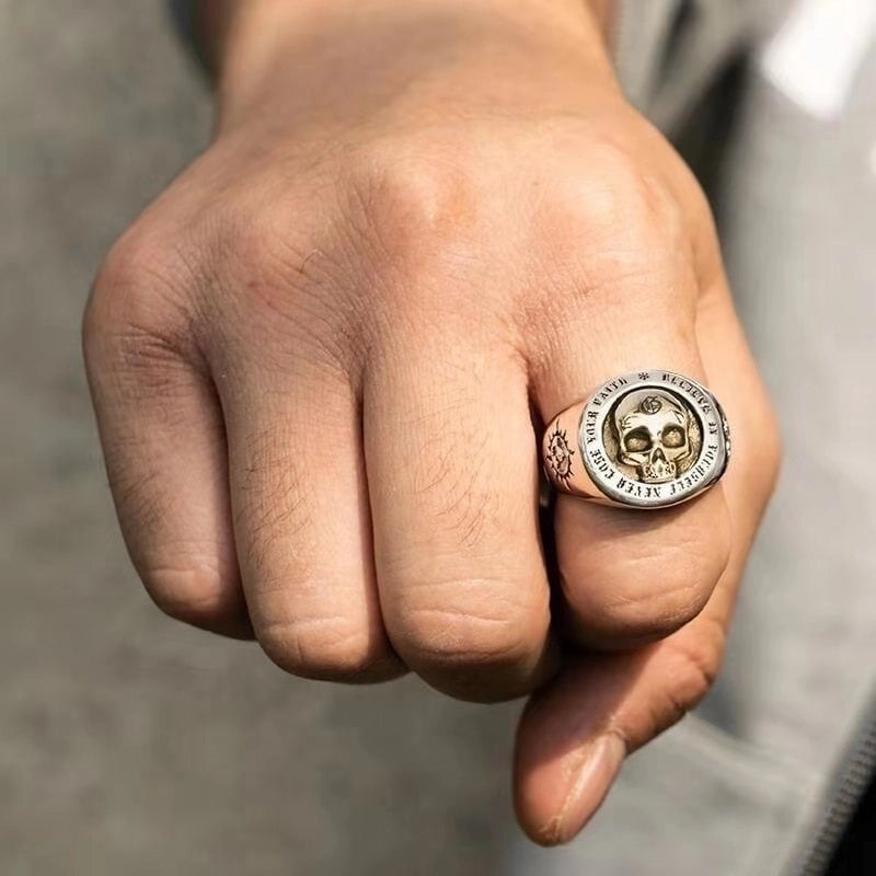 Rock Punk Skull Alloy Plating Halloween Men's Rings