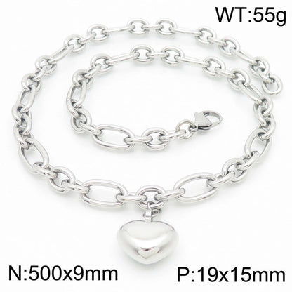 Minimalist Heart Shape 304 Stainless Steel 18K Gold Plated Bracelets Necklace