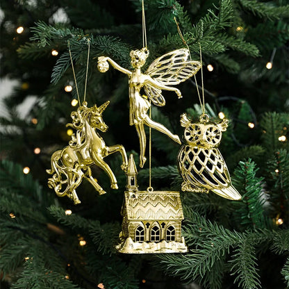 Christmas Elegant Lady Pastoral Star Elk Plastic Holiday Banquet Hanging Ornaments Decorations Hanging Ornaments