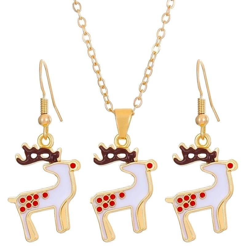 Cartoon Style Snowman Elk Alloy Plating 14k Gold Plated Christmas Women's Earrings Necklace