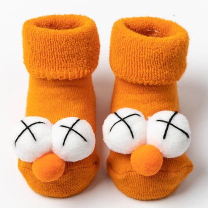 New Newborn Baby Socks Autumn And Winter A Cotton Red Terry Fleece-lined Thickened Non-slip Baby Christmas Floor Socks 1