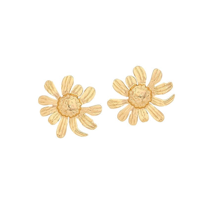 1 Pair Elegant Minimalist Sunflower Flower Plating 304 Stainless Steel 18K Gold Plated Ear Studs