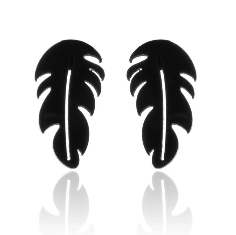 1 Pair Minimalist Feather Plating 201 Stainless Steel 18K Gold Plated Ear Studs