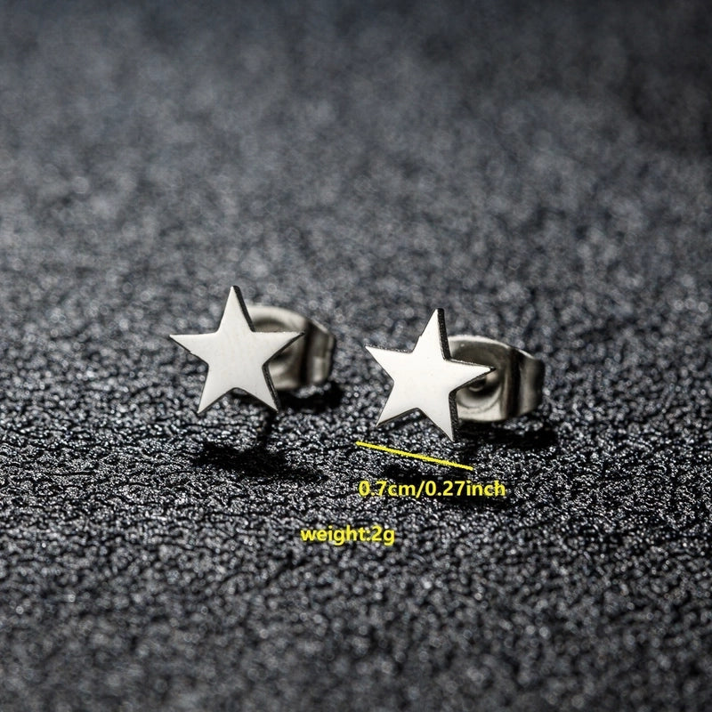 1 Pair Minimalist Classic Style Round Star Moon Hollow Out 304 Stainless Steel 18K Gold Plated Ear Studs