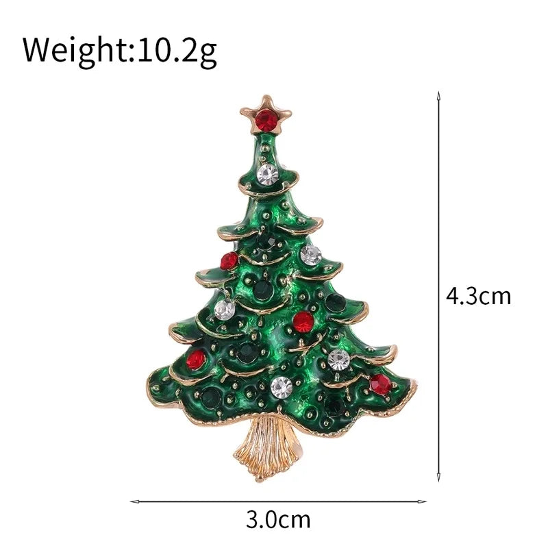 Cute Pin Christmas Tree Wreath Zinc Alloy Enamel Plating Inlay Rhinestones Unisex Brooches