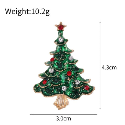 Cute Pin Christmas Tree Wreath Zinc Alloy Enamel Plating Inlay Rhinestones Unisex Brooches