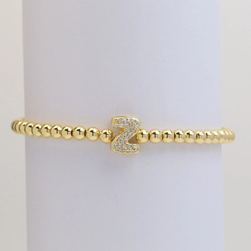 Xi Yin Hot Sale Brass Micro-Inlaid Bubble Balloon Diy26 English Letters Copper Bead Beaded Elastic Wire Bracelet