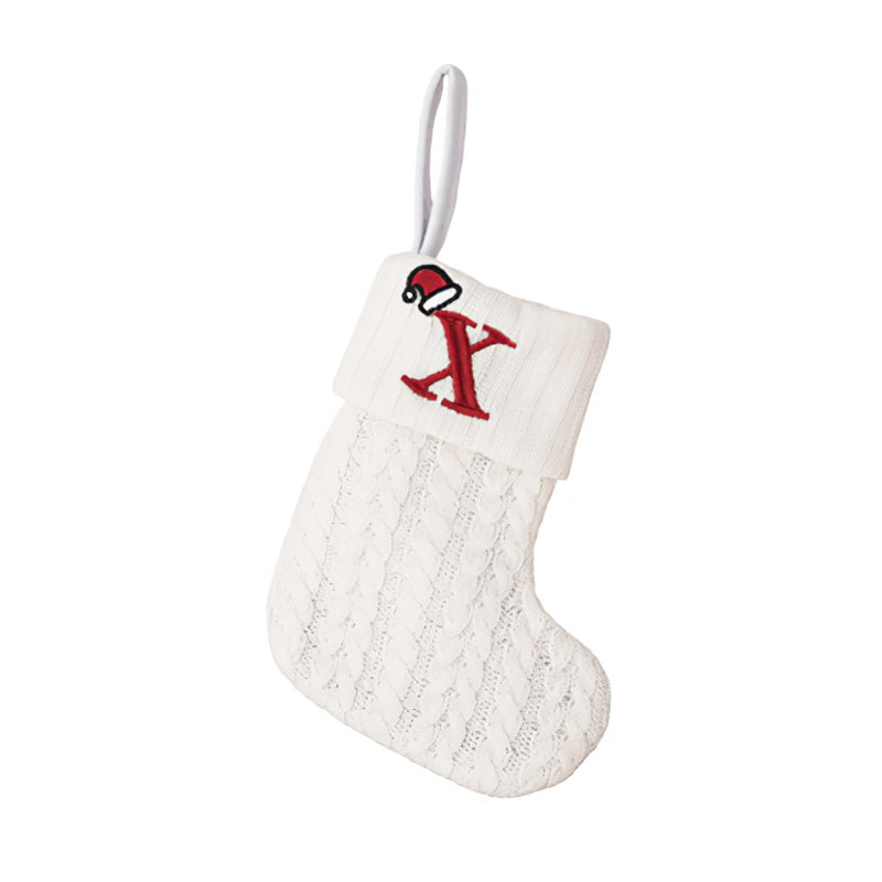 Cross-border Letter Christmas Stockings Santa Claus New Christmas Gift Wool Knitted Candy Bag Christmas Tree Pendant