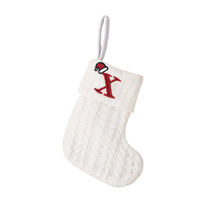 Cross-border Letter Christmas Stockings Santa Claus New Christmas Gift Wool Knitted Candy Bag Christmas Tree Pendant
