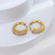 1 Pair Minimalist Geometric Plating Inlay 304 Stainless Steel Zircon Earrings