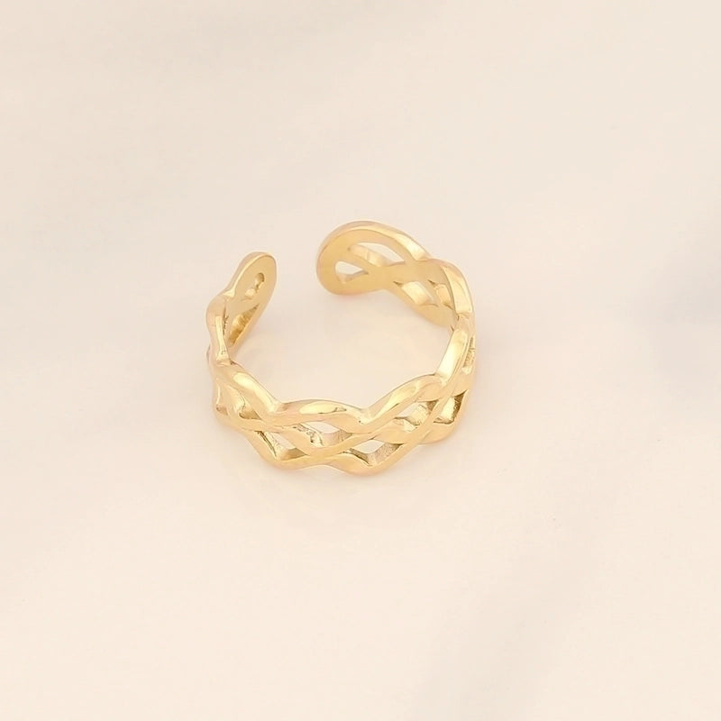 Fashion Waves Stainless Steel Inlay Open Ring