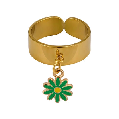 Elegant Retro Solid Color 304 Stainless Steel Enamel Open Rings