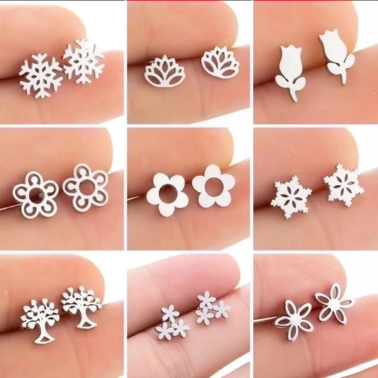1 Pair Fashion Snowflake Plating 304 Stainless Steel 18K Gold Plated Ear Studs