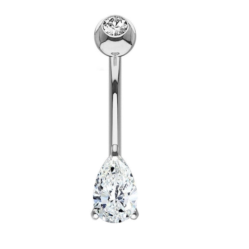 1 Piece Belly Rings Minimalist Heart Shape Wings Butterfly 316L Stainless Steel Copper Inlay Zircon