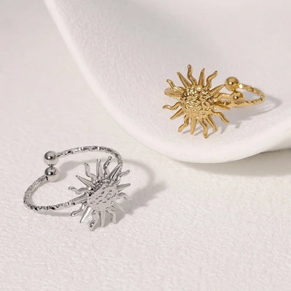 IG Style Modern Style Sun 304 Stainless Steel 18K Gold Plated Open Rings