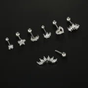 1 Piece Minimalist Moon Heart Shape Flower Plating Inlay 316L Stainless Steel Zircon Stainless Steel Earrings