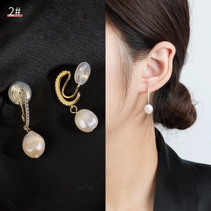 Mosquito Incense Plate Ear Clip Women's Ear Holes Exquisite Pearl Earrings Advanced Hong Kong Style Retro Niche Light Luxury Earrings