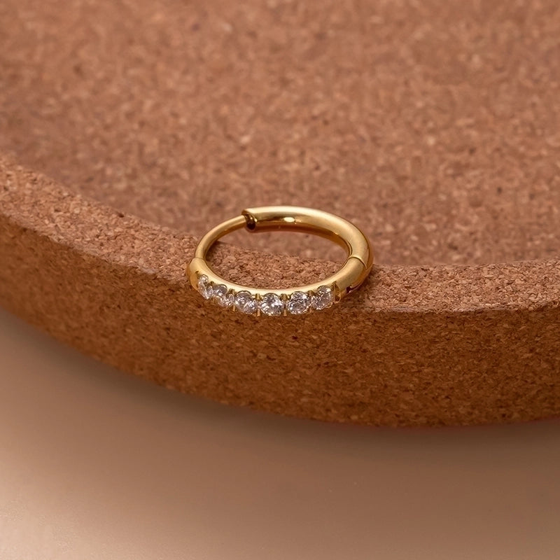 1 Piece Ear Cartilage Rings & Studs Minimalist Classic Style Shiny Round 316L Stainless Steel Plating Inlay Zircon