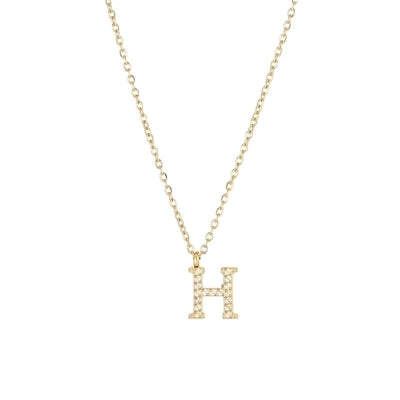 Minimalist Letter 304 Stainless Steel Zircon 16K Gold Plated White Gold Plated Plating Inlay Pendant Necklace