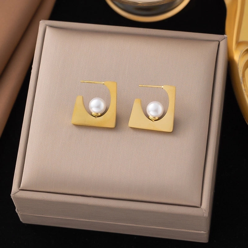 1 Pair Minimalist Star Heart Shape Plating Titanium Steel Drop Earrings Ear Studs