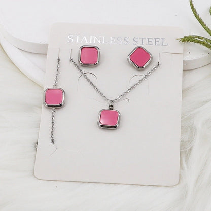 Minimalist Classic Style Square Shell 304 Stainless Steel Gold Plated Jewelry Set