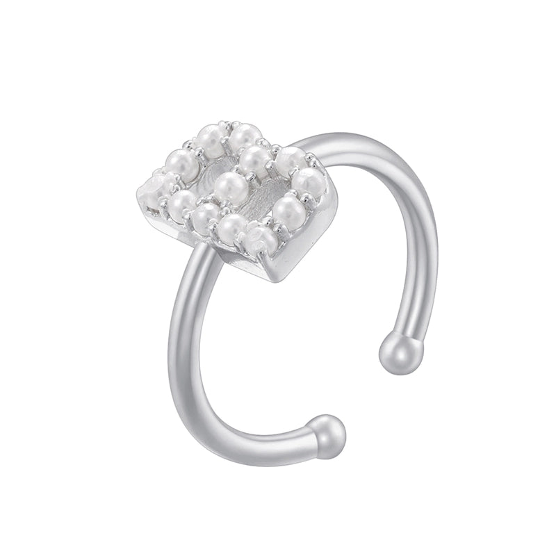 Copper 18K Gold Plated Plating Inlay Letter Artificial Pearls Open Rings