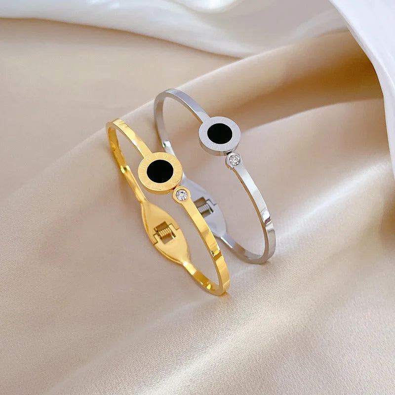 Korean East Asia Symbol Titanium Steel Electroplating Bangles