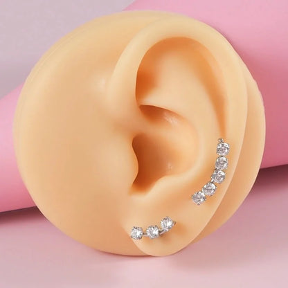 2 Pieces Ear Cartilage Rings & Studs Casual Vacation Minimalist Geometric Heart Shape 304 Stainless Steel Inlay Zircon 18K Gold Plated Lip Rings Ear Cartilage Rings & Studs