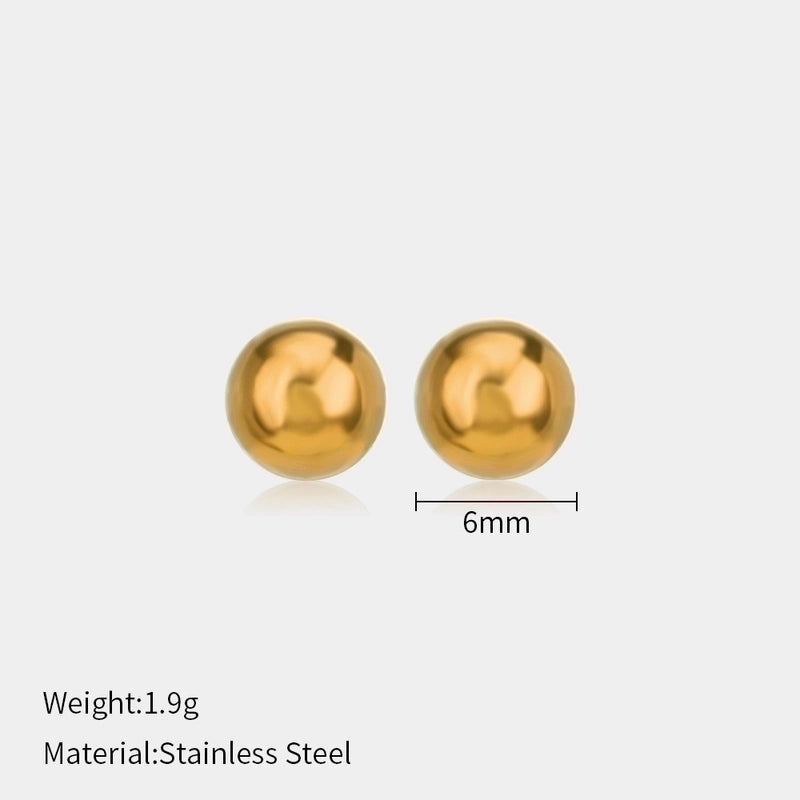 1 Pair Minimalist Ball Solid Color Plating 304 Stainless Steel Stainless Steel Earrings