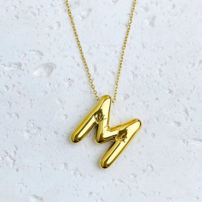 Fashion Balloon Letter Necklace Titanium Steel 26 English Letter Necklace 3D Three-Dimensional Gold Plating Non-Fading