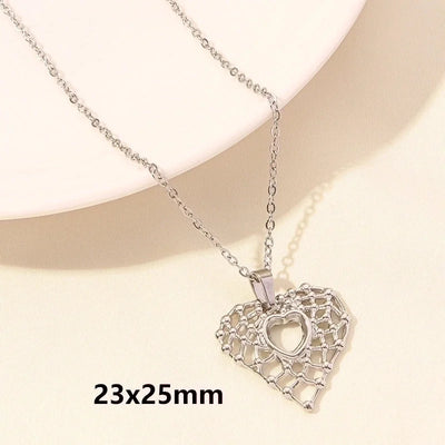 Elegant Minimalist Heart Shape 304 Stainless Steel 18K Gold Plated Plating Hollow Out Pendant Necklace