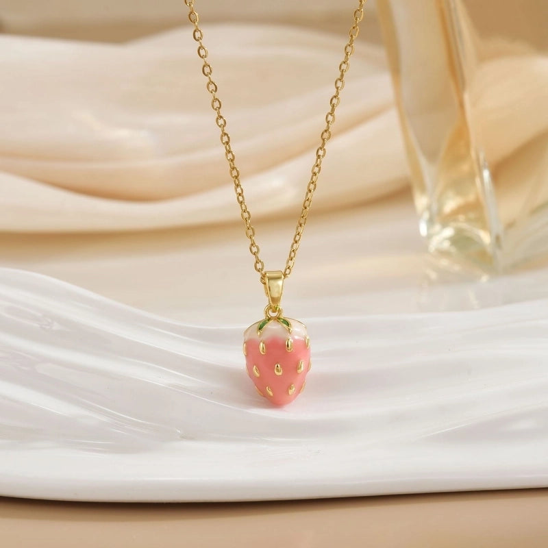 Minimalist Strawberry Copper Plating Pendant Necklace