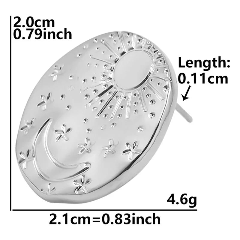 1 Pair Minimalist Round Star Plating 304 Stainless Steel 18K Gold Plated Ear Studs