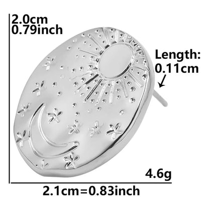 1 Pair Minimalist Round Star Plating 304 Stainless Steel 18K Gold Plated Ear Studs