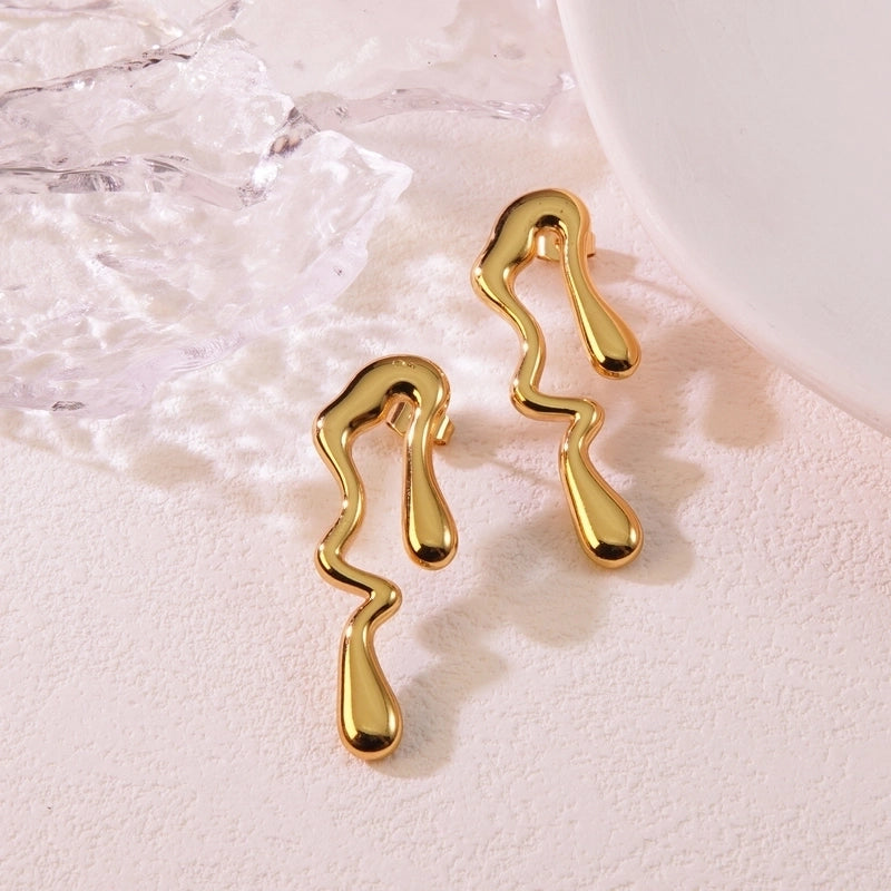 1 Pair Hip-Hop Novelty Classic Style Water Droplets 304 Stainless Steel Imitation Gold Drop Earrings