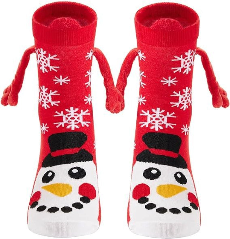 New Popular Christmas Socks Autumn And Winter Cotton Magnet Magnet Hand-holding Socks Mid-calf Length Socks In Stock