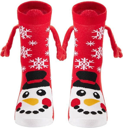 New Popular Christmas Socks Autumn And Winter Cotton Magnet Magnet Hand-holding Socks Mid-calf Length Socks In Stock
