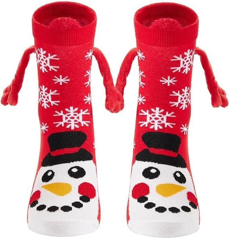 New Popular Christmas Socks Autumn And Winter Cotton Magnet Magnet Hand-holding Socks Mid-calf Length Socks In Stock