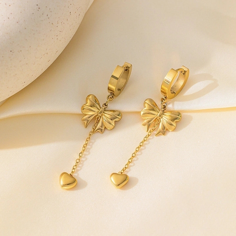 Elegant Sweet Streetwear Bow Knot Titanium Steel Plating Bracelets Earrings Necklace