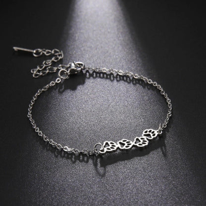 Elegant Cute Sweet Paw Print Simple Titanium Steel Bracelets In Bulk
