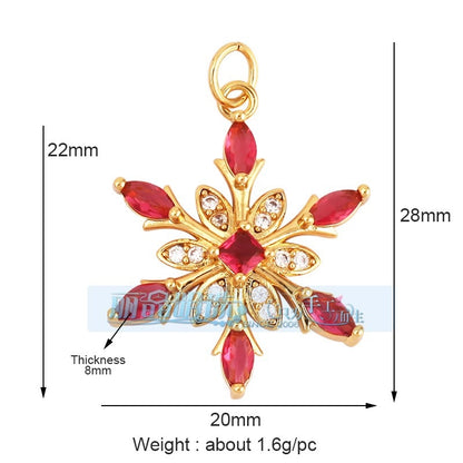 1 Piece Copper Geometric Heart Shape Snowflake Pendant Jewelry Accessories