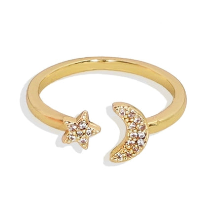 Geometric Silver Transparent Rhinestone Inlaid Series Open Copper Inlaid Zirconium Ring