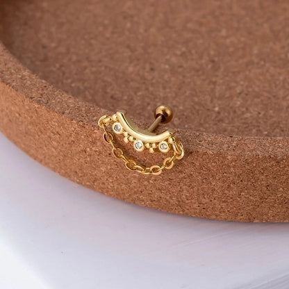 1 Piece Ear Cartilage Rings & Studs Sweet Minimalist Geometric Flower 316L Stainless Steel Copper Plating Inlay Zircon