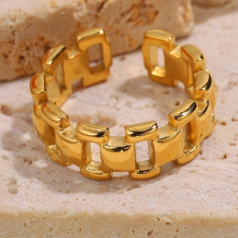 Elegant Minimalist Classic Style Solid Color 304 Stainless Steel Zircon Inlay Open Rings