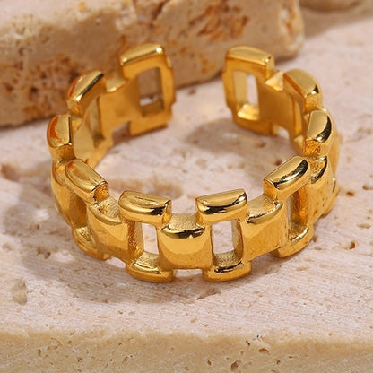 Elegant Minimalist Classic Style Solid Color 304 Stainless Steel Zircon Inlay Open Rings