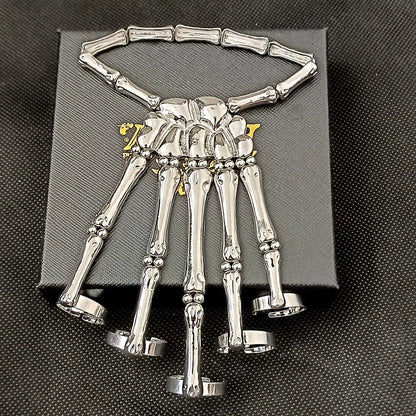 Hot Exaggerated Metal Skeleton Skull Bracelet Ghost Claw Finger Bracelet Halloween Jewelry