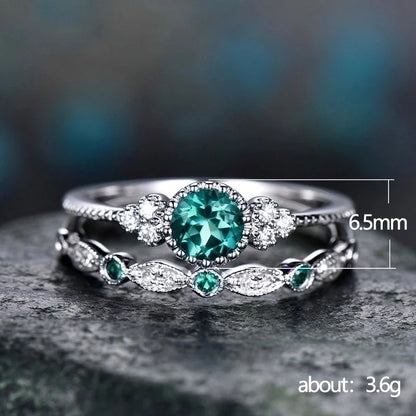 Accessories Simple Fashion Green Zircon Women\'s Alloy Sapphire Ring